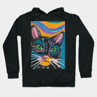 colorful cat face abstract Hoodie